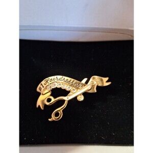 Vintage Avon Collectible #1 Hairdresser Gold with Rhinestones lapel or hat Pin
